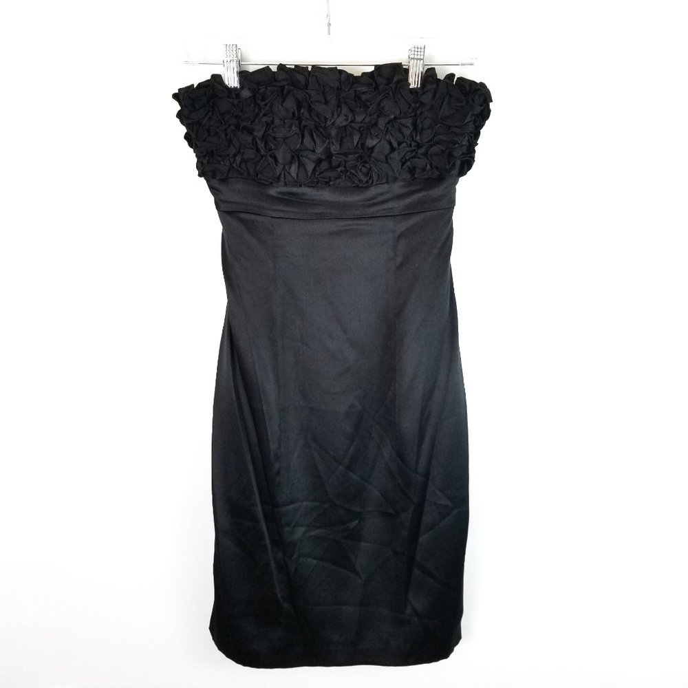 Betsey Johnson Silk Ruffled Black Strapless Dress